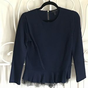 ✨J Crew Navy Peplum Top
